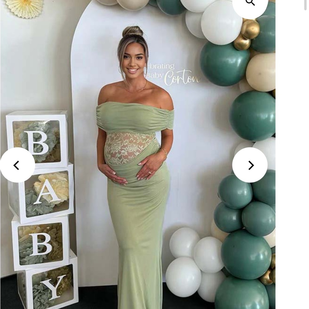 Elegant Green Off-Shoulder Maternity Dress
